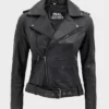 Black leather jacket for women biker style jacket