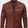 Cafe Racer Brown Biker leather Jacket men