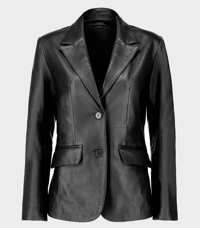 Classic 2-Button Lambskin Leather Coat Women - OriginaleatherJackets