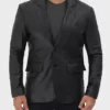 Real Lambskin Black Leather Blazer Jacket Mens