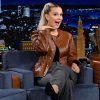 brown leather jacket worn by stranger things star millie bobby brown in the tonight show appearance