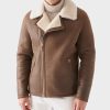 Mens Tan B3 Sheepskin Shearling Leather Jacket