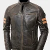 Cafe Racer brown leather jacket for men