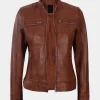 Women brown leather jacket