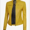 Women leather jacket yellow