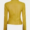 Yellow leather jacket for women