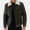 Black Fur Leather Jacket for Men