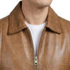 Men's Shirt Collar Brown Real Leather Jacketss